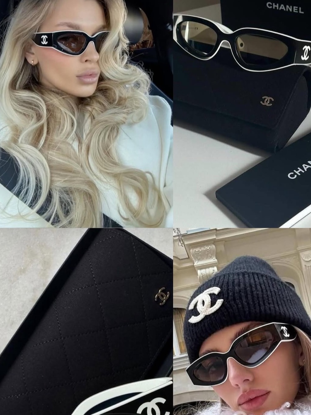 CHANEL Black and White Cat-Eye Sunglasses with Logo Temples - Picture 11 of 11